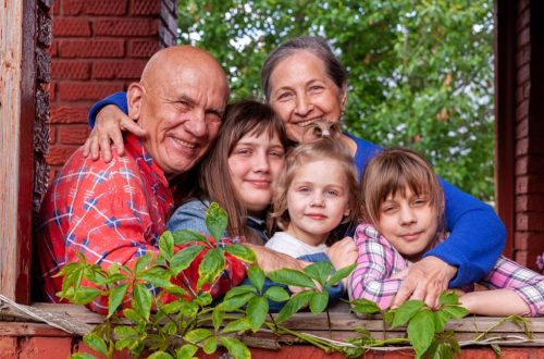a family posing for a picture